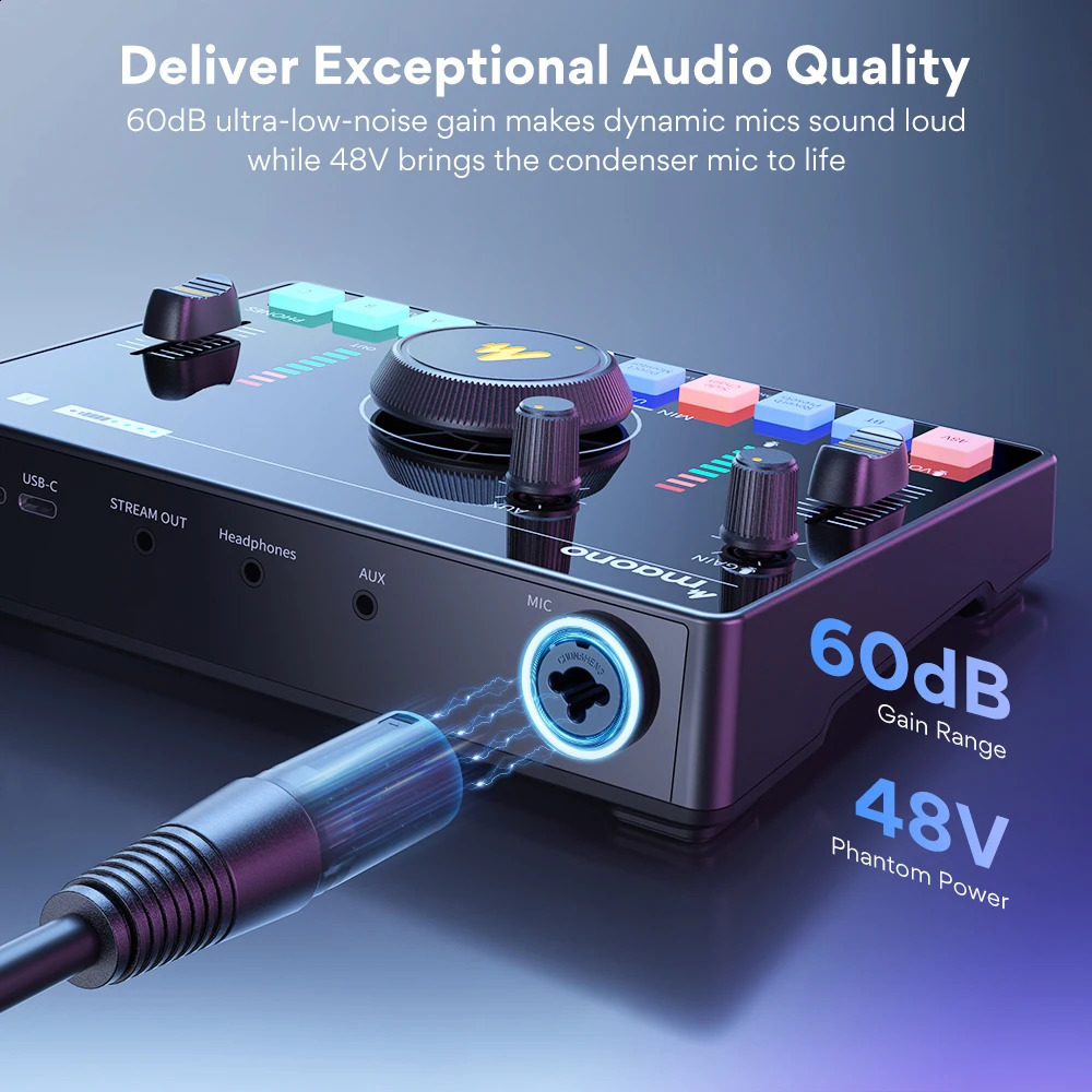 Microphones Maono AMC2 Neo Professional Sound Card Audio Interface Mixer With 48V Phantom Power For Smart Phone PC Live Streaming Recording 231117
