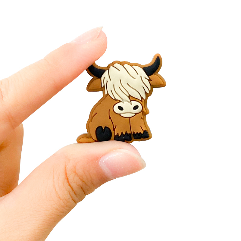 Other 50Pcs BPA-Free Highland cattle Cartoon Silicone Beads Focals For Jewelry Making DIY Jewelry Accessories 230419