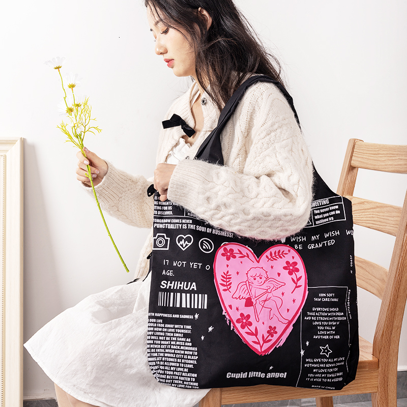 Evening Bags Cupid Women's Canvas Shoulder Bag Girls' Cotton Canvas Shopping Bag Eco Handbag Students' School Bag Women's Large Gr