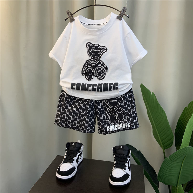 Clothing Sets 2023 teenage Boy Set kid clothing Suit Summer Outing Clothes Top Shorts 2PCS for Children's 4 6 8 10 12 years 230418
