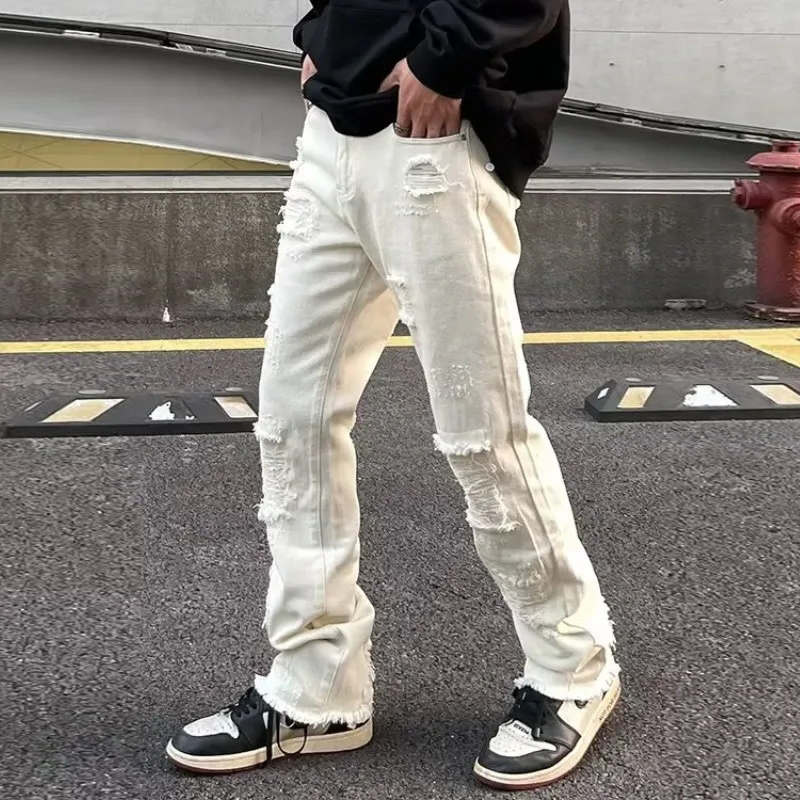 Men's Jeans Y2k Ripped Gothic Hip Hop Streetwear Vintage Women's Baggy Korean Denim Pants Straight Trousers For Punk 230419