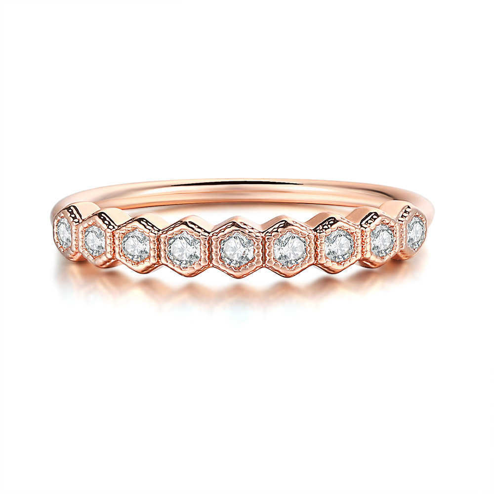 Band Rings Trendy Crystal Rings For Women Girls Simple Rose Geometric Gold Color Finger Midi Ring Fashion Jewelry R919