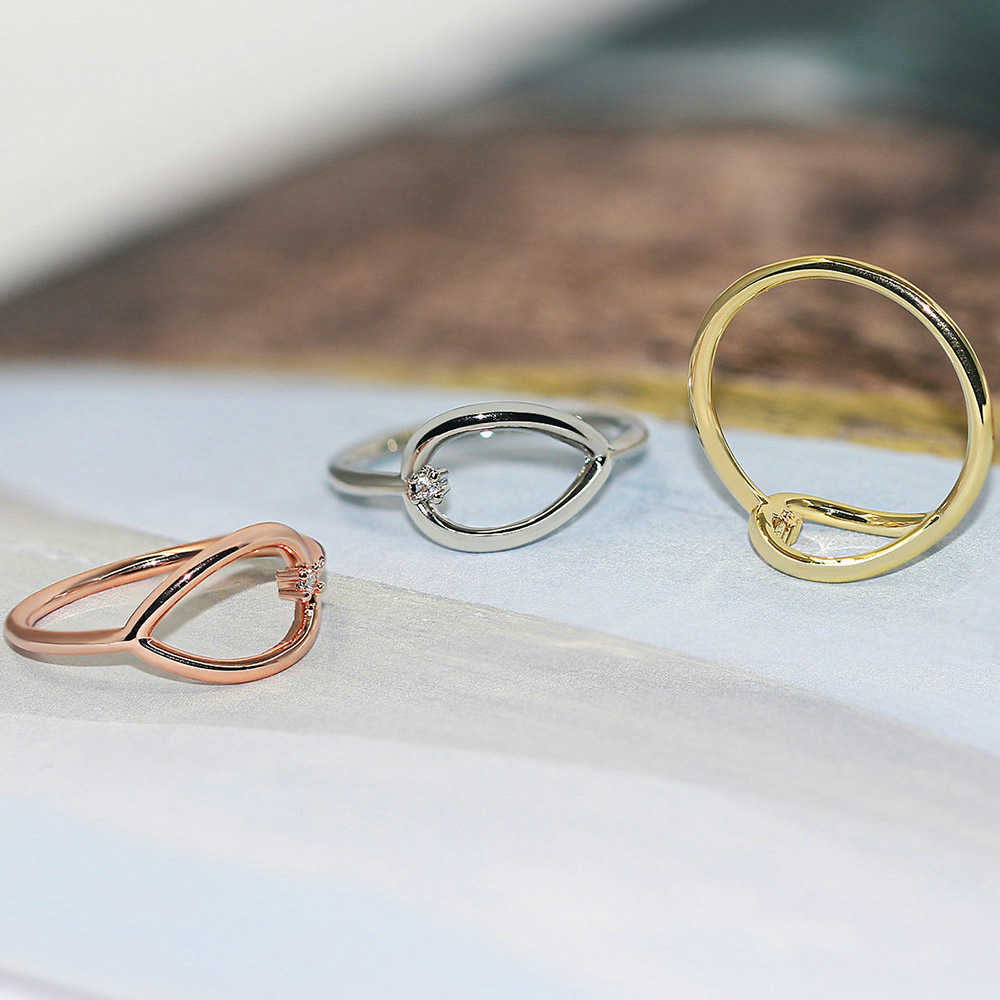 Band Rings Simple Rings For Women Hollow Out Geometry Small Zircon 3 Color Daily Comfortable Finger Ring Fashion Jewelry R907