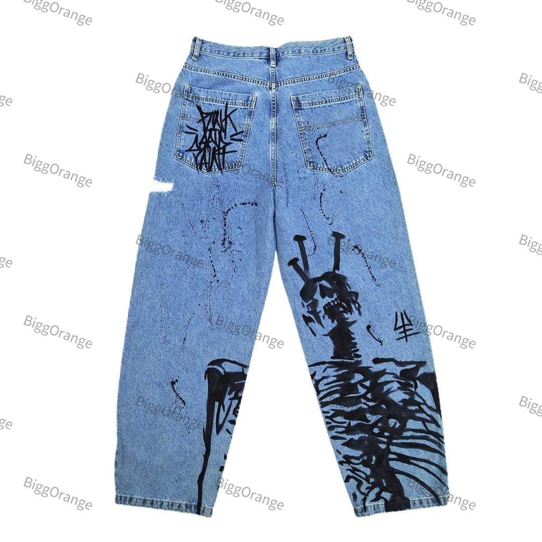 Men's Jeans Spring and Autumn Retro Print Straight Y2k Loose Denim Trousers Street Casual Wide Leg Men Women Pants Hip Hop 230419