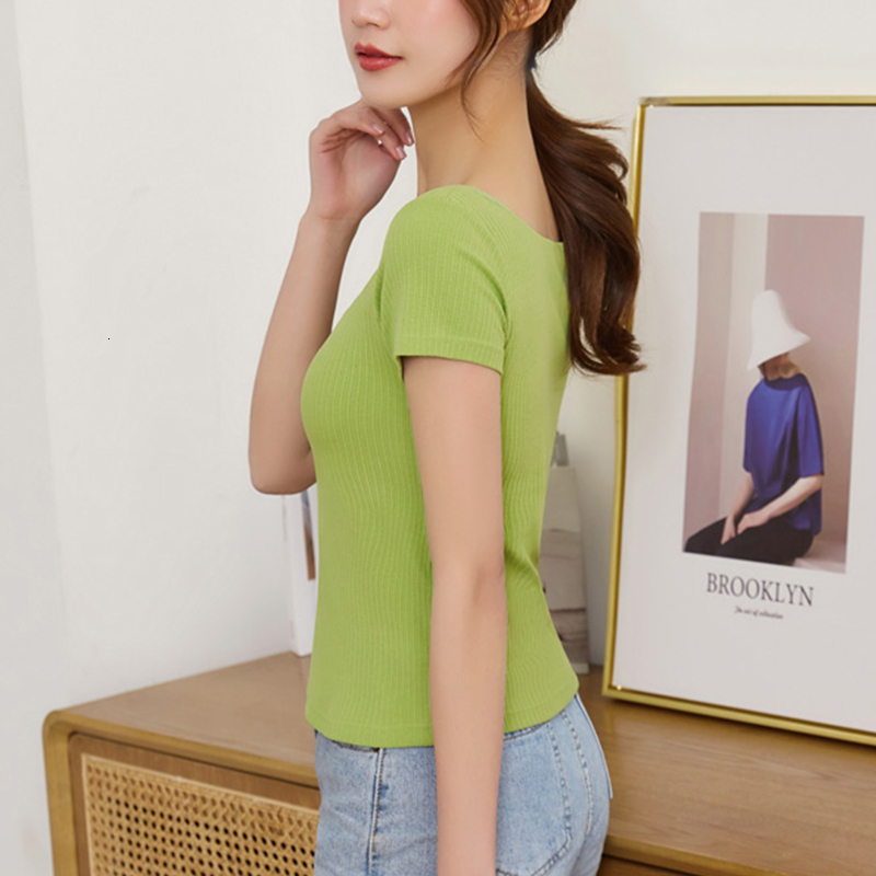 Womens TShirt Women TShirts Padded Stretchable Blouse Tops Tee Short Sleeve Trendy Sexy Casual Korean Summer SA1118 230419