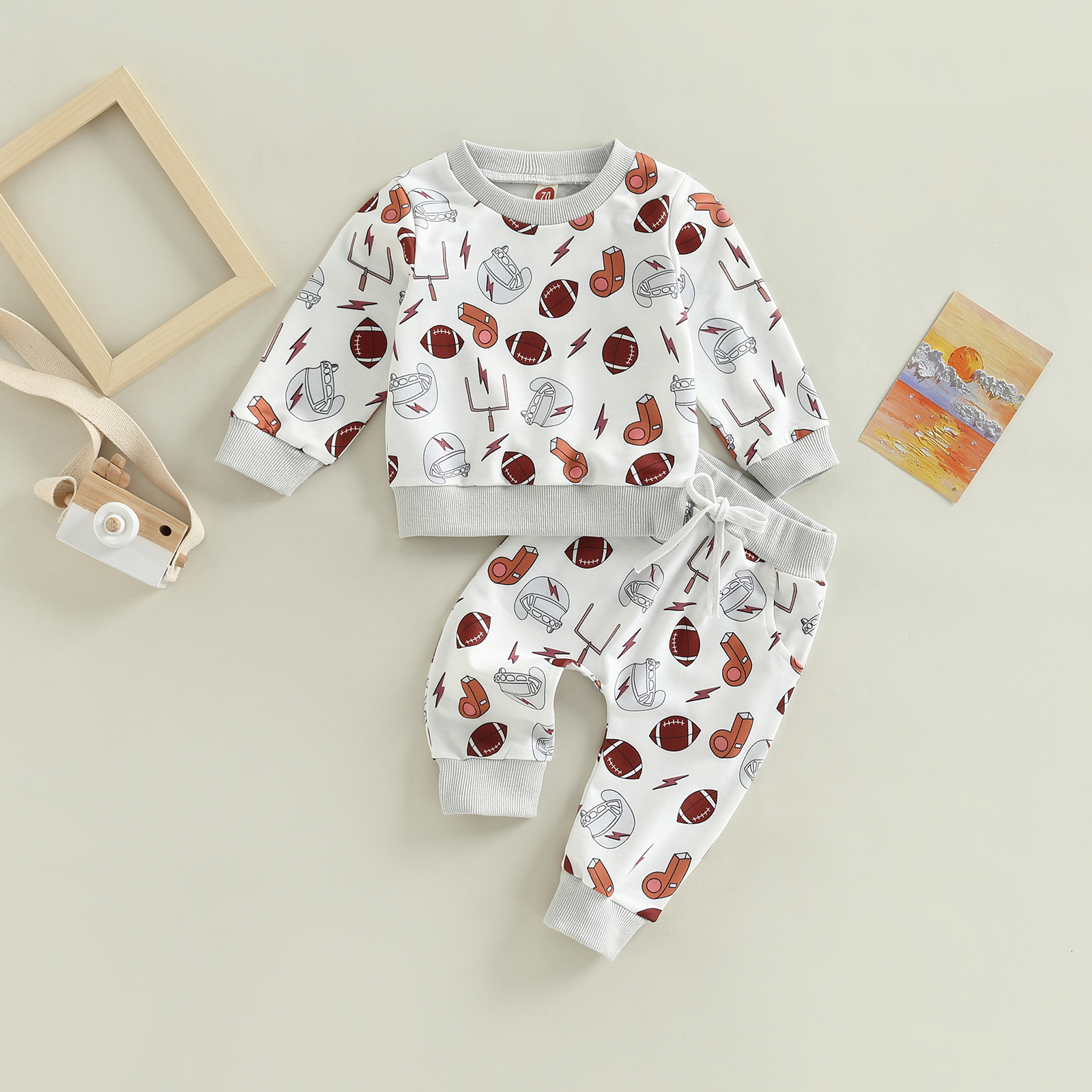 Clothing Sets 0908 Lioraitiin 03Years Toddler Baby Boys Football Autumn Outfit Long Sleeve O Neck Tops Rugby Print Pant 230418