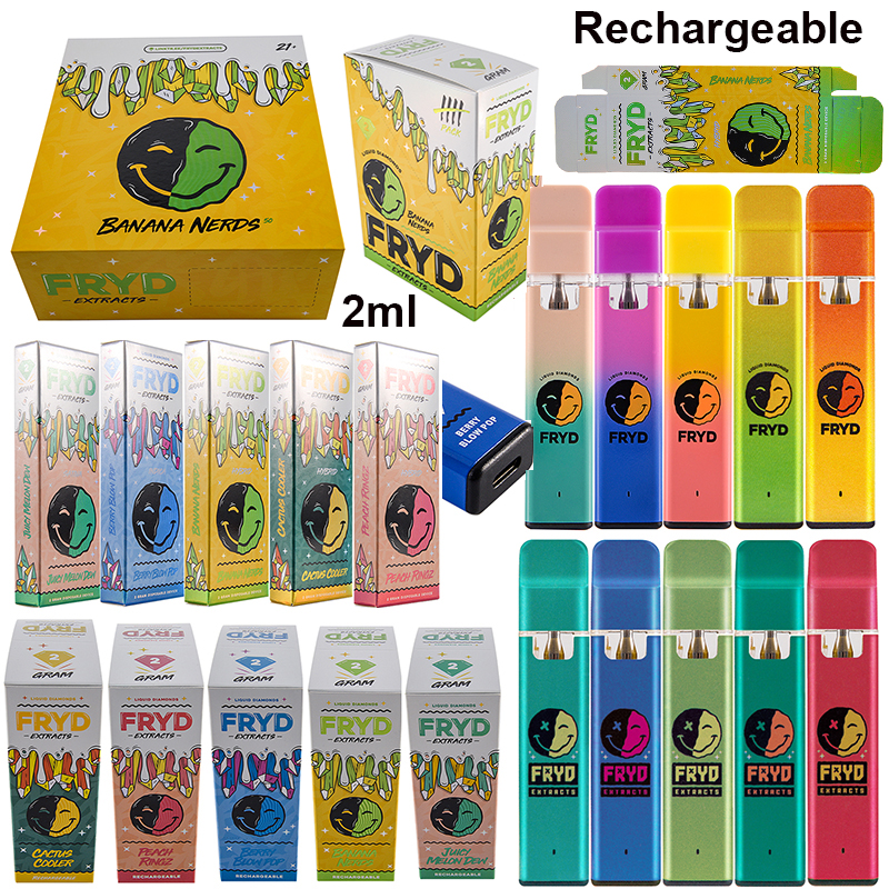 Premium 2 Grams Live Resin FRYD Disposable Vape Pens Rechargeable 350mah A Grade Battery Diamonds Empty Disposable E cigarettes Thick Oil Device Pods Starter Kits