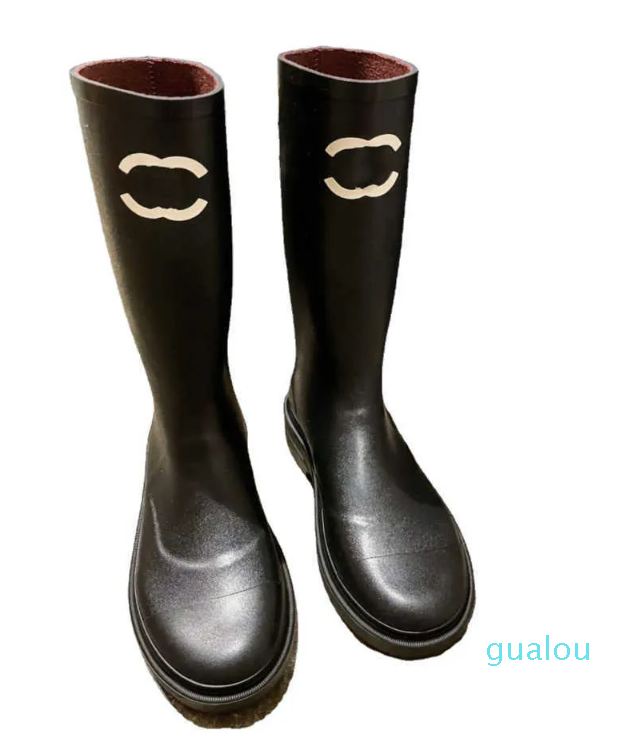 Women's Leather Boots Rain Boots Print Outsole Designer Shoes 2023