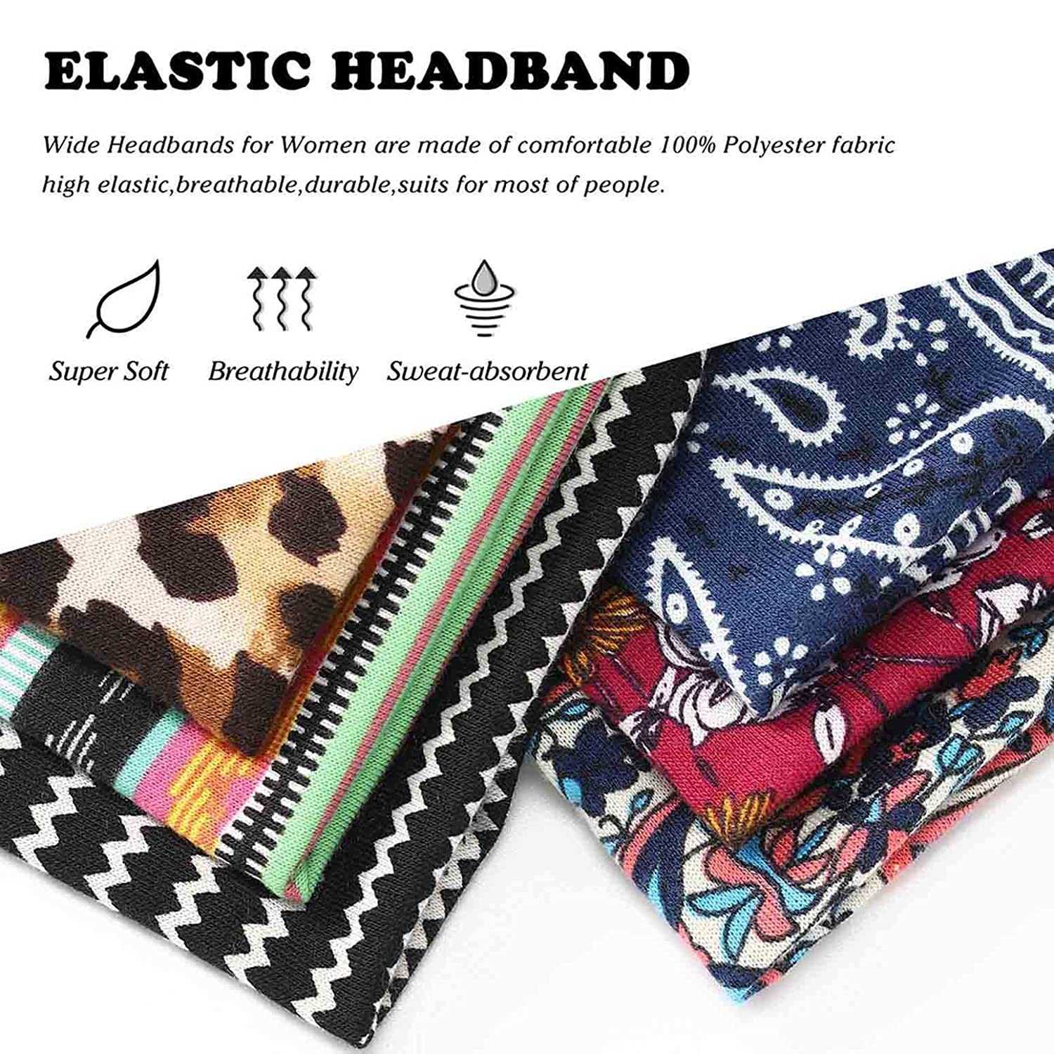 2PC Headbands Women Headwrap Cotton Stretch Headbands Elastic Hair Ribbons Turban Headwear Bandage Hairbands Bandana Sports Sweat Hair Bands Y23