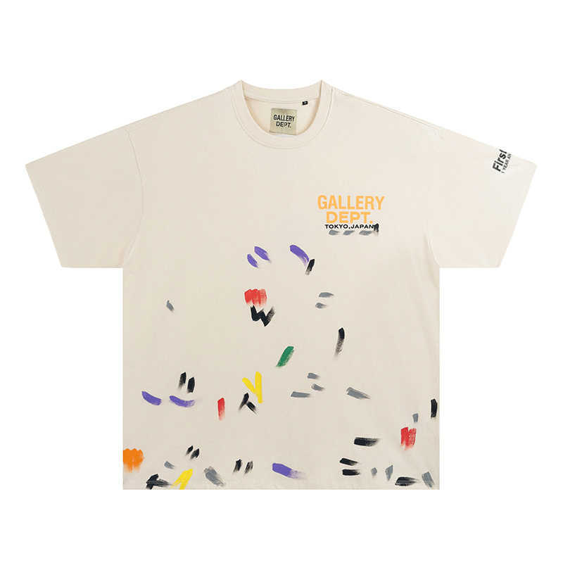 

Fashion Designer Clothing Tees Rock Tshirt Galleryes Depts Tokyo Exclusive Hand-painted Graffiti Print Short Sleeve Men's Women's Loose Cotton T-shirt Summer, Rice apricot color