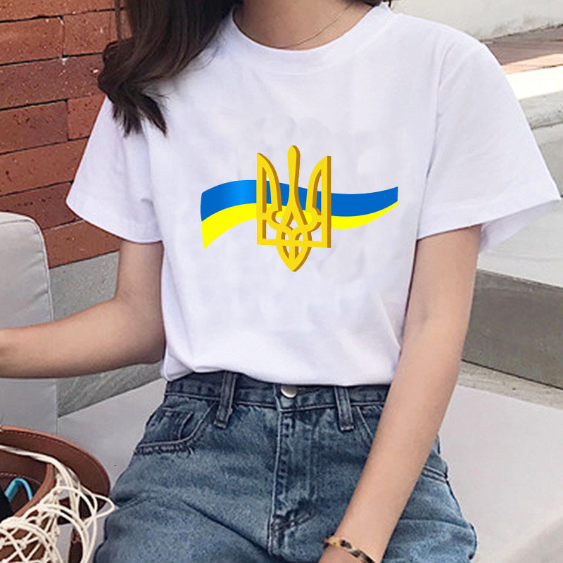 Womens TShirt Ukrainian Summer Premium Short Sleeve Flag Classic Ukraine Gift Girl Harajuku Love Tops 230419