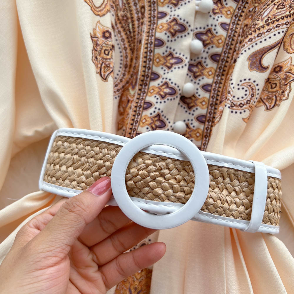 Casual Dresses AELEWELL Women Dresses Spring Runway Fashion Paisley Print Vintage Dress V Neck Long Lantern Sleeve Belted Mini Dress 230419