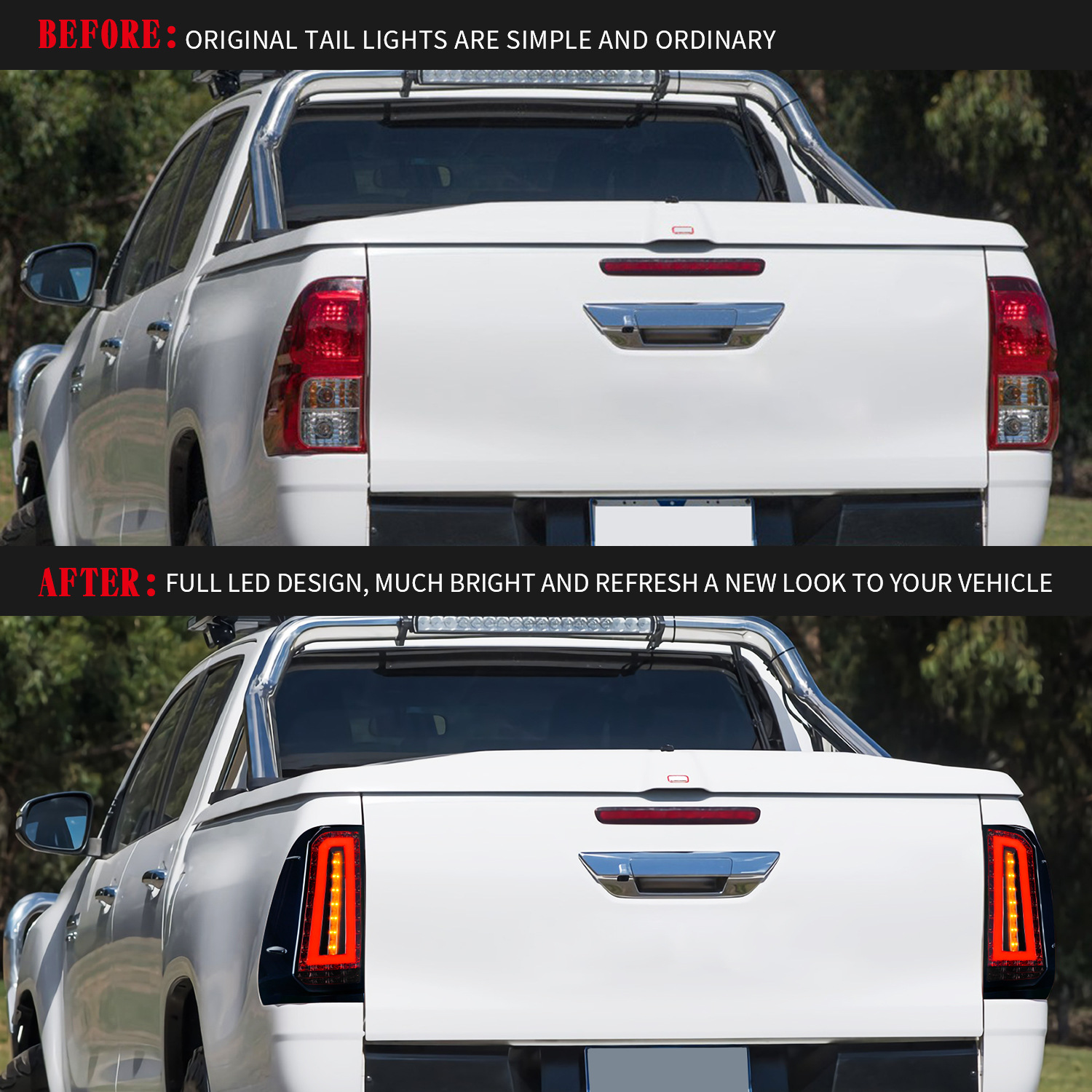 Car Modified Taillight For Toyota Hilux 20 05-20 15 LED Dynamic Turn Signal Parking Lights Brake Reverse Taillights