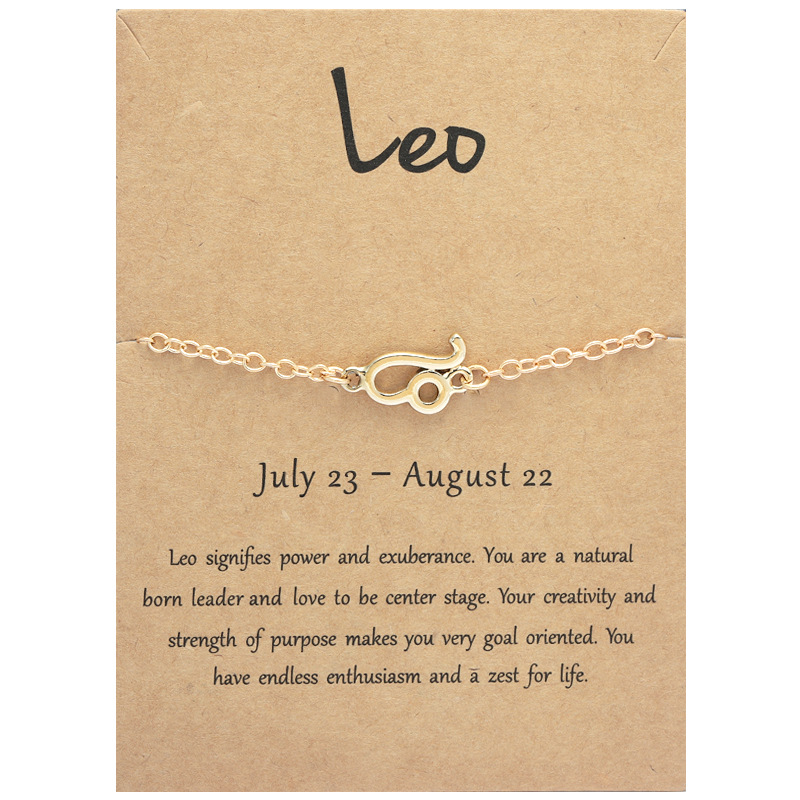 Zodiac Charm Bracelets 18K Gold Plated 12 Horoscope Link Bracelet Hand Chain Accessories Constellation Aries ,Cancer,Libra Jewelry Gift with Wish Card