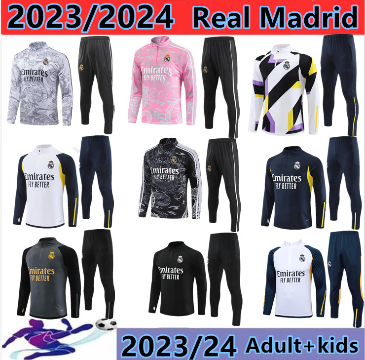 2023 2024 Real Madrids tracksuit training suit VINI JR BELLINGHAM 22 23 24 real Madrides Long Sleeves men kids football sportswear chandal futbol survetement