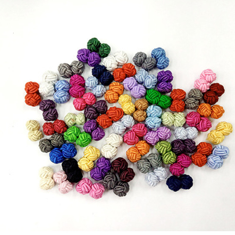 Cuff Links 10 pairs/ 49 Colors Multicolor Elastic Fabric Silk Knot Shirt Cufflinks DIY Braided Handmade Elastic Double Rope Ball Cuff Links 230419