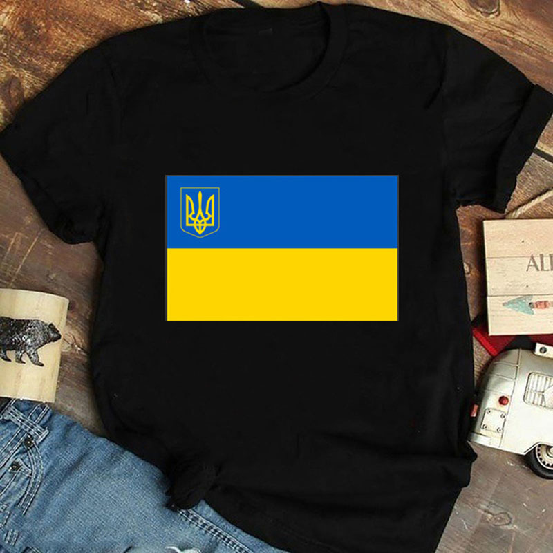 Womens TShirt Ukrainian Summer Premium Short Sleeve Flag Classic Ukraine Gift Girl Harajuku Love Tops 230419