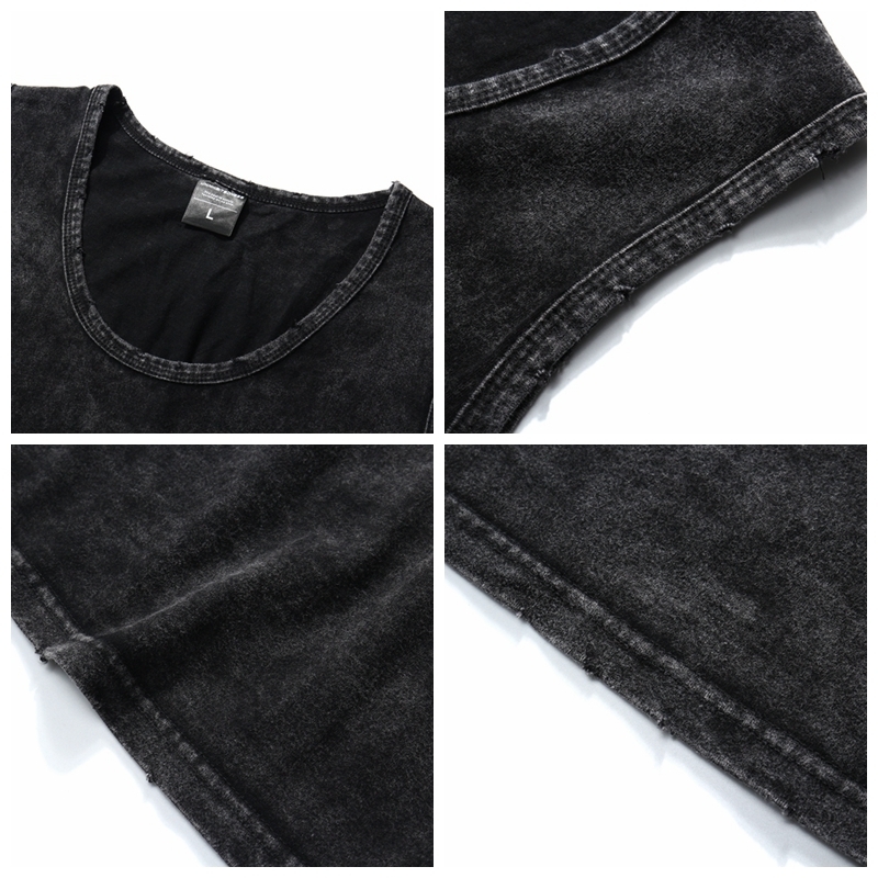 Mens Tank Tops High Street Black Washed Distressed Vest Men Summer Fashion Thin Perforated Solid Color Sleeveless Bottom Shirt Baggy 230419