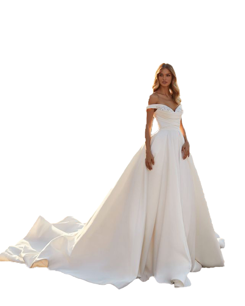 Sexy Bohemian Plus Size A Line Wedding Dresses Off Shoulder Satin Sequined Court Train Open Back Backless Beach Boho Bridal Gowns For Wedding Party Cu