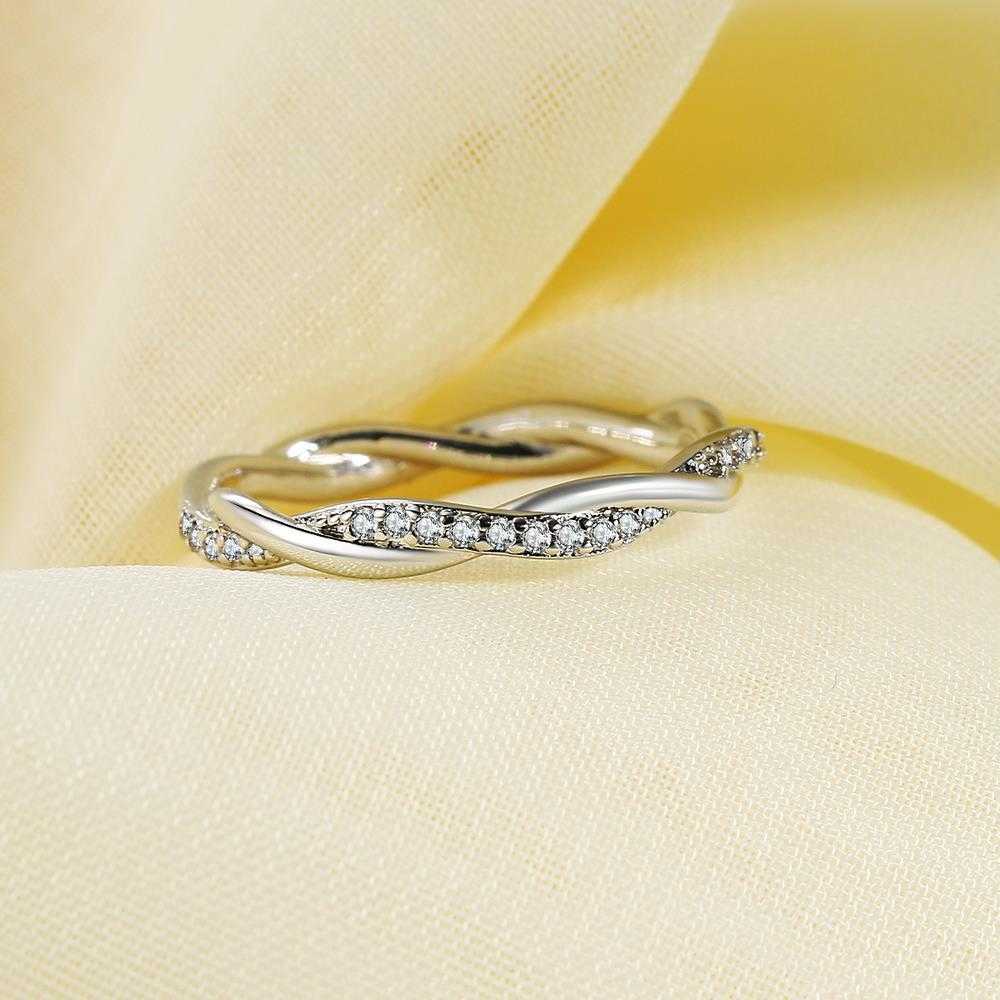 Band Rings Wedding Engagement Dainty Ring For Women Thin Temperament Winding Silver Color Zircon Fashion Gift Jewelry DZR018