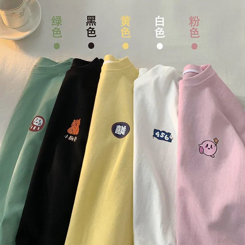 Womens TShirt Star Card Printing Tshirt Women T Shirt Short Sleeve Oneck Female Tops Tees Kawaii Pink Casual Loose Summer Clothes 100% Cotton 230419