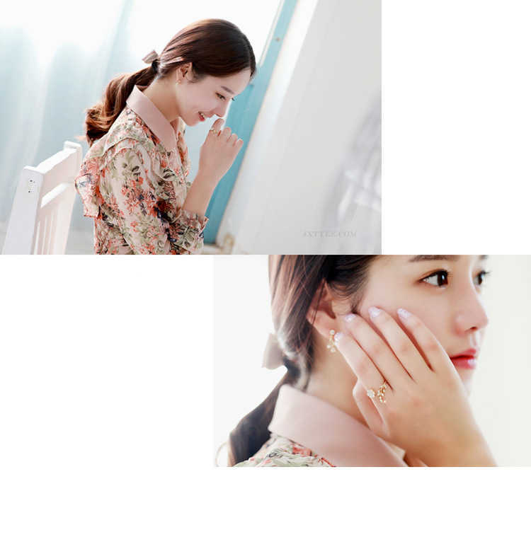 Band Rings Korean Fashion Temperament Rhinestones Twisted Leaves Wishful Flowers Open Ring Index Finger Ring Female Rings For Women Anel