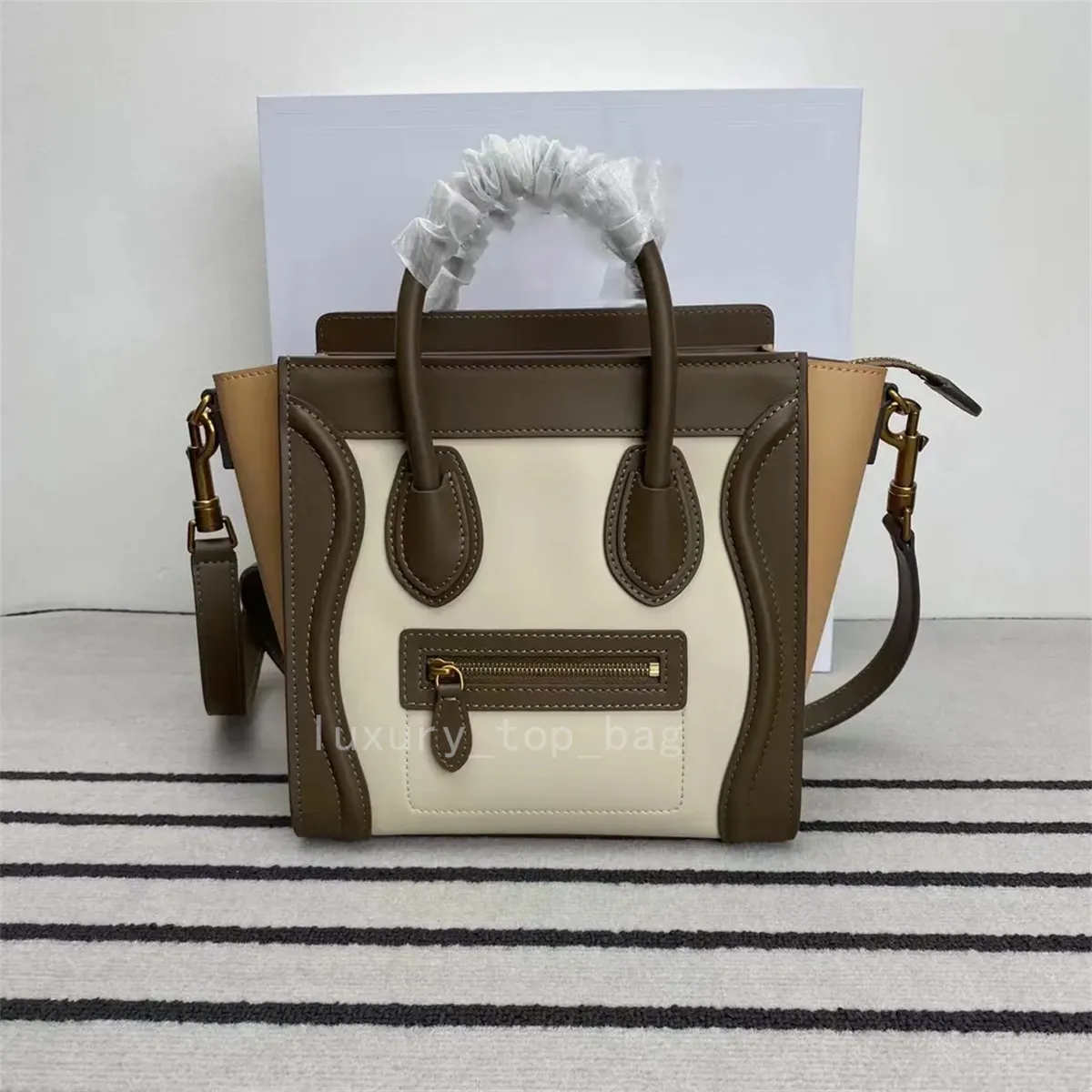 AAAAA Totes Forever Classic Nano SMILEY Bag In Drummed Natural Calfskin Cosmetic Bags Textile Genuine Leather Cases With Long Strap Top Handbags Luggage Hot