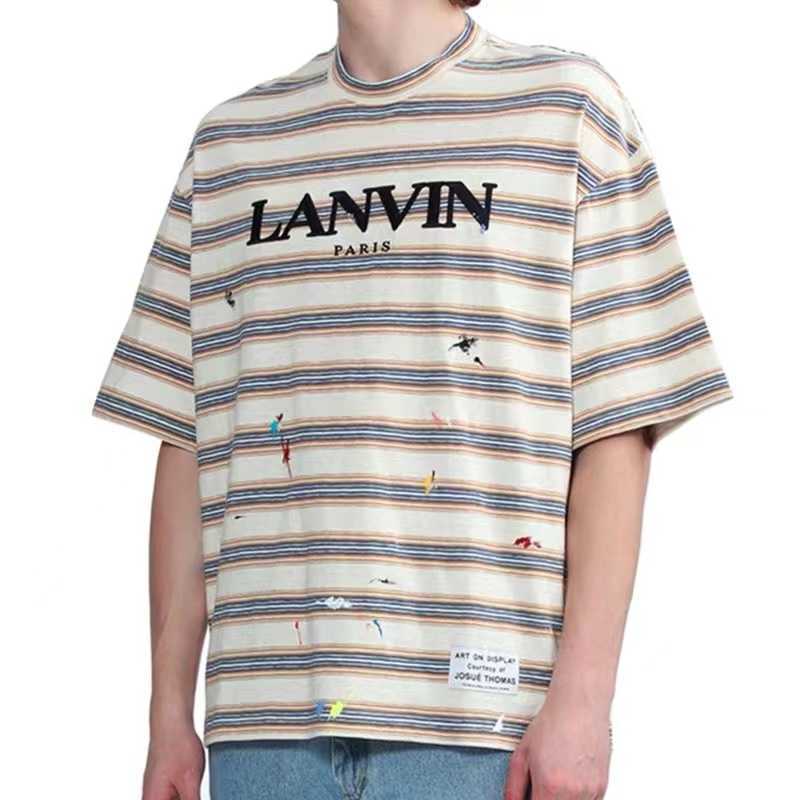 Fashion Designer Clothing Tees Rock Tshirt Galleryes Depts. x Lanvin Langfan Joint Name Splash Letters Embroidery Stripe Men's Short Sleeve T-shirt Sportswear 23ss, Striped
Fashion Designer Clothing Tees Rock Tshirt Galleryes Depts. x Lanvin Langfan Joint Name Splash Letters Embroidery Stripe Men's Short Sleeve T-shirt Sportswear 23ss, Striped