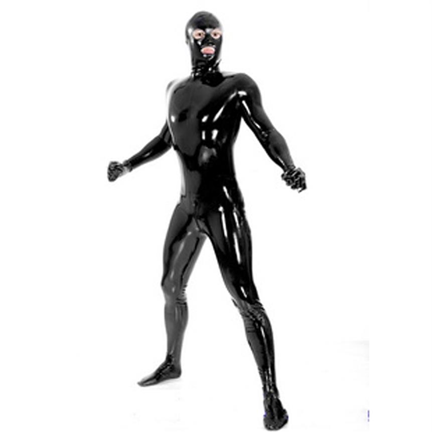 Full Cover Men's Latex Catsuit Fetish Erotic Costumes Rubber Bodysuit for Man Plus Size Jumpsuit Customize Service2114