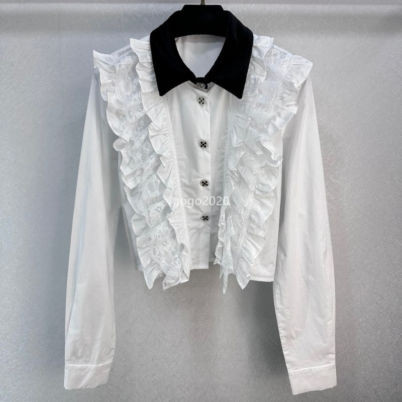 23SS Summer Women Designer Blouses Shirts Tops Designer Crop Top With Lace Girls Cotton Milan Runway High End Luxury Brand Designer Dress Splice Shirt Blouse, Multi
23SS Summer Women Designer Blouses Shirts Tops Designer Crop Top With Lace Girls Cotton Milan Runway High End Luxury Brand Designer Dress Splice Shirt Blouse, Multi