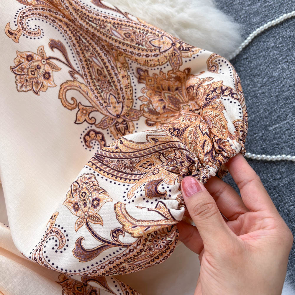 Casual Dresses AELEWELL Women Dresses Spring Runway Fashion Paisley Print Vintage Dress V Neck Long Lantern Sleeve Belted Mini Dress 230419