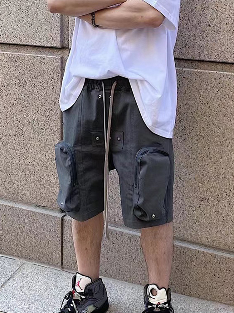 Men's Shorts PFNW Spring And Summer Safari Style Multi Pocket Casual Short Pants Long Drawstring Silver Button Washed Shorts 12A4964 230419