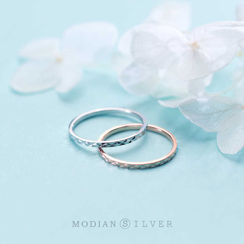 Band Rings Modian New Babysbreath Stackable Tiny Fashion Jewelry 925 Sterling Silver Color Finger Rings For Women Wedding Silver Jewelry