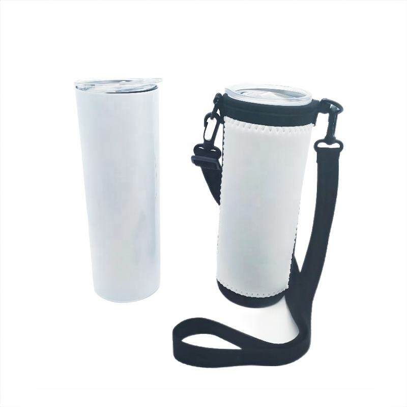 Hot selling Sublimation blank Neoprene 20 Oz tumbler sleeve Holder Carrier tote holder with shoulder strap 0419