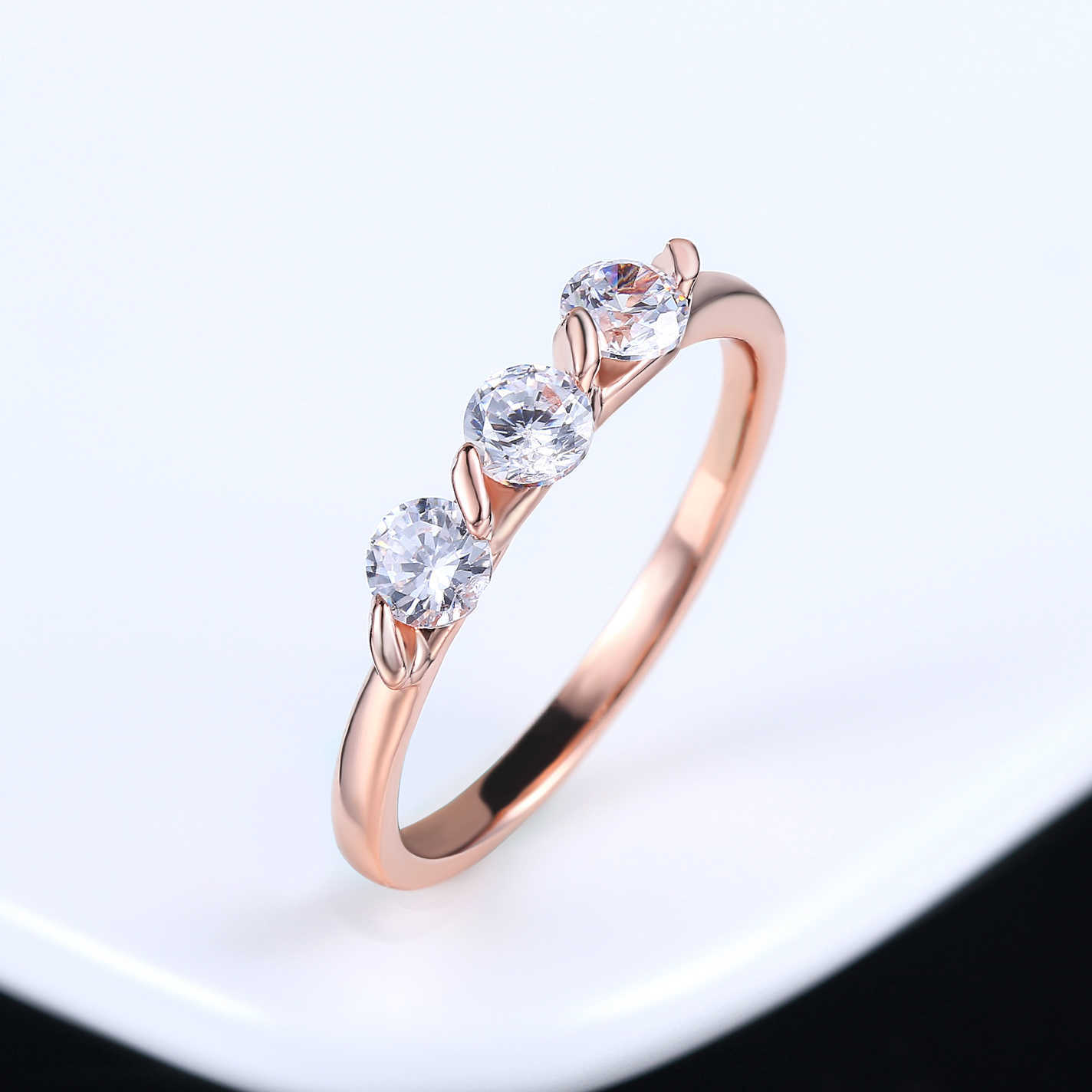Band Rings Cubic Zirconia/Cubic Zirconia Engagement Ring HotSale Rose Gold Color Fashion Brand Wedding Jewelry For Women anel DFR067M