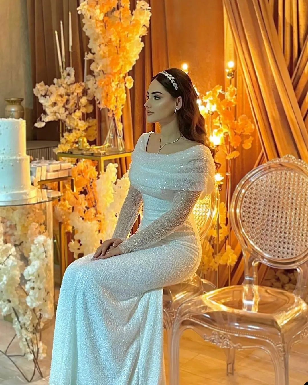 Gorgeous Mermaid Wedding Dresses Bateau Solid Color Long Sleeves Backless Zipper Floor Length Custom Made Plus Size Bridal Gown Vestidos De Novia