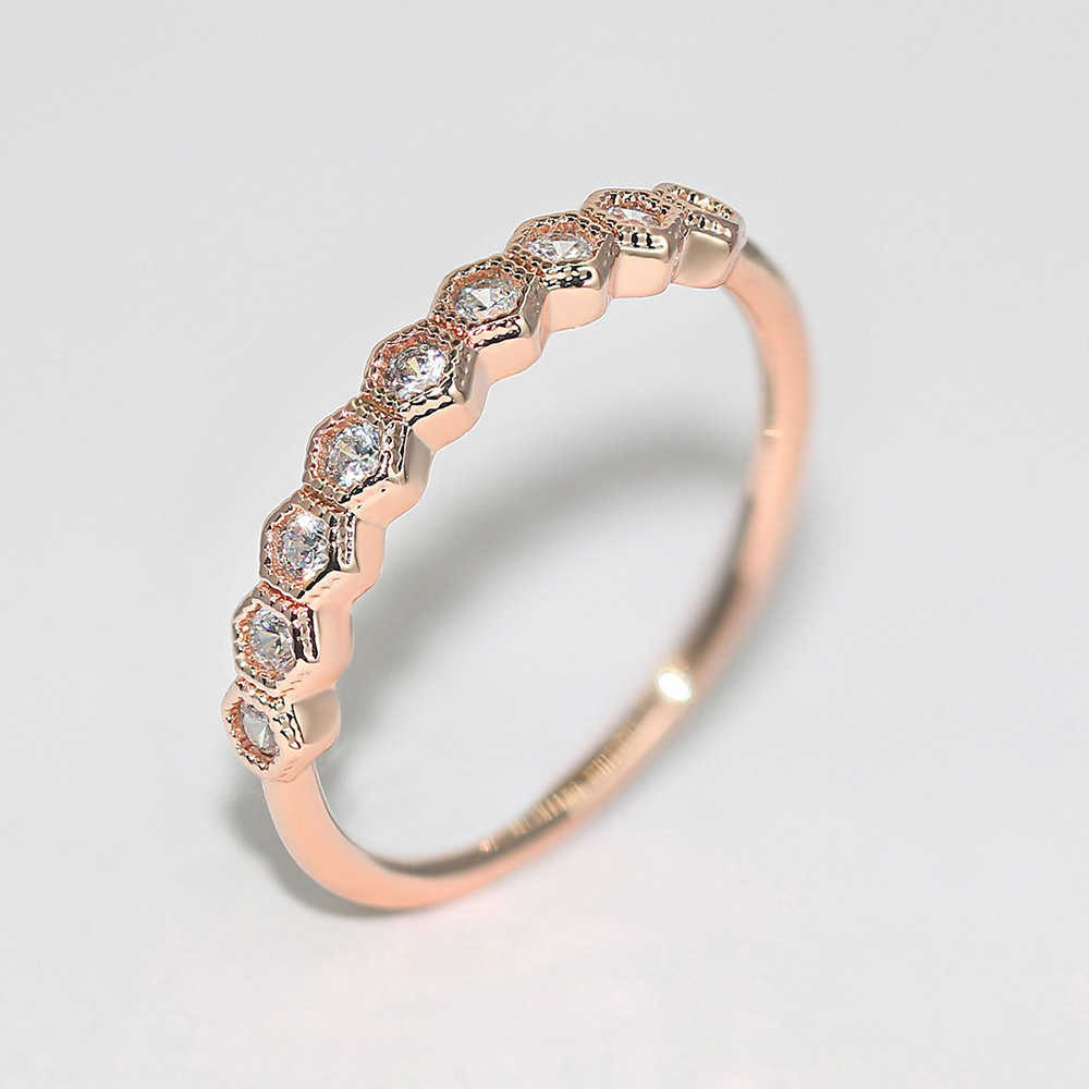 Band Rings Trendy Crystal Rings For Women Girls Simple Rose Geometric Gold Color Finger Midi Ring Fashion Jewelry R919