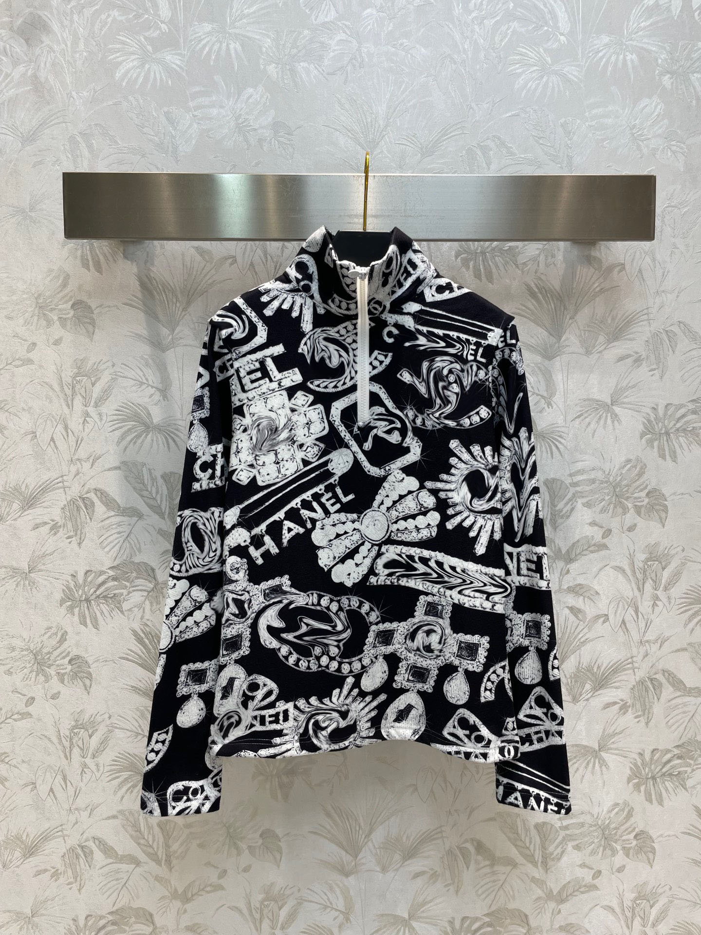 Fashion New Print Pattern Lady Turtleneck Tops Women's Long Sleeve Elegant Zip Up Female Tops