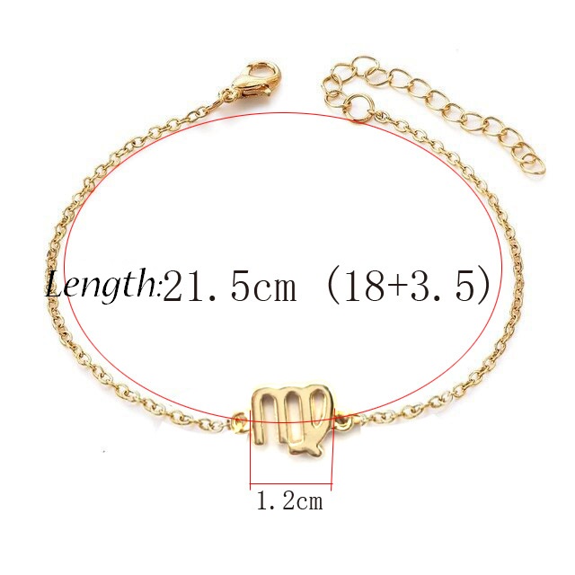 Zodiac Charm Bracelets 18K Gold Plated 12 Horoscope Link Bracelet Hand Chain Accessories Constellation Aries ,Cancer,Libra Jewelry Gift with Wish Card