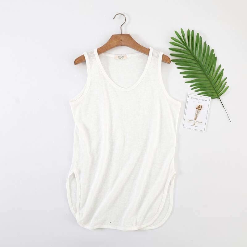 Women's Tanks Camis Summer Cotton And Linen Plus Size Tank Top Women'S Split Collar Sleeveless Bottoming Shirt W808 230419