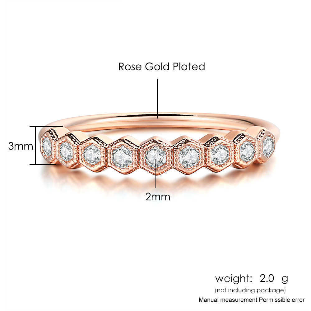 Band Rings Trendy Crystal Rings For Women Girls Simple Rose Geometric Gold Color Finger Midi Ring Fashion Jewelry R919