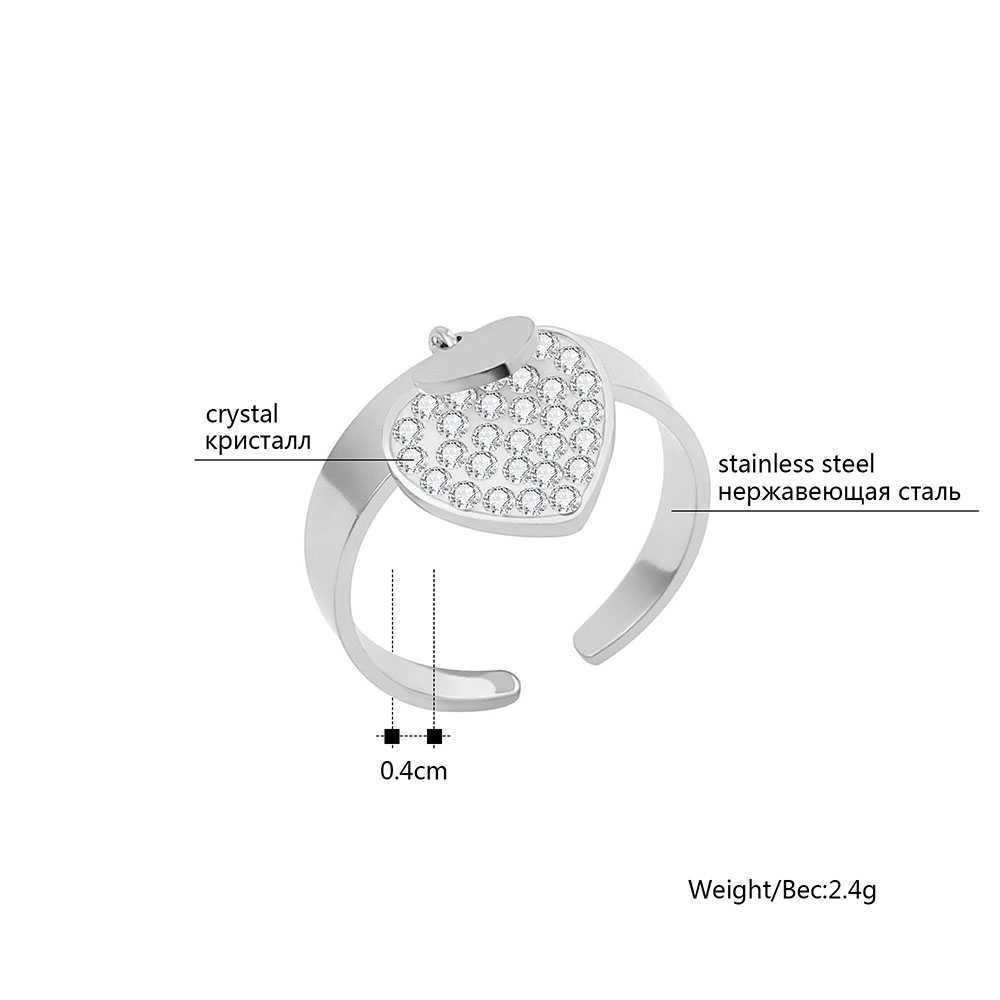 Band Rings Adjustable Heart Shaped Pendant Rings For Women Crystal Female Finger Rings Romantic Gift For Girlfriend 2020 Fashion Jewelry