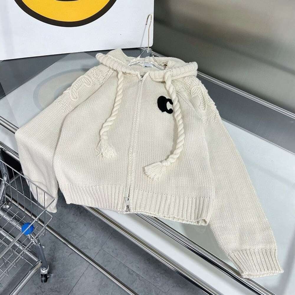 Autumn womens sweater fashion c embroidery hooded knit Sweater women designer knitwear loose cardigan coat long sleeve top