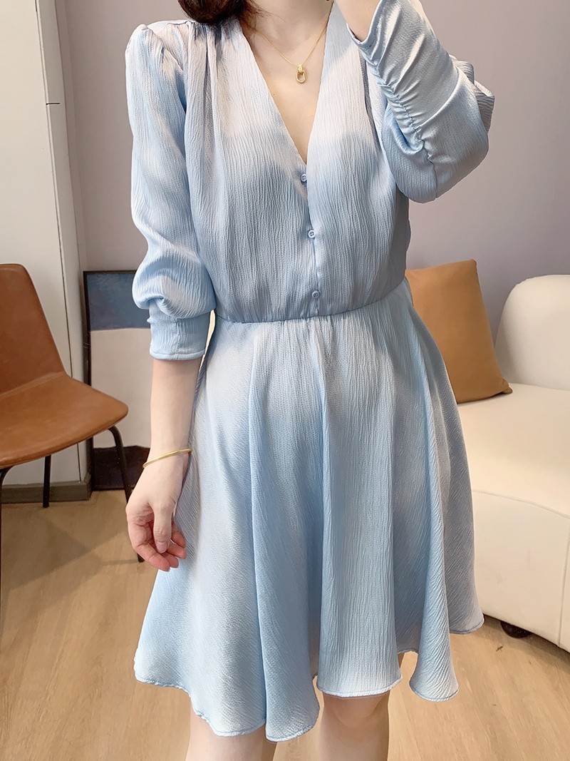 Casual Dresses Maje High Waisted Dress V-neck Short Dress for Women