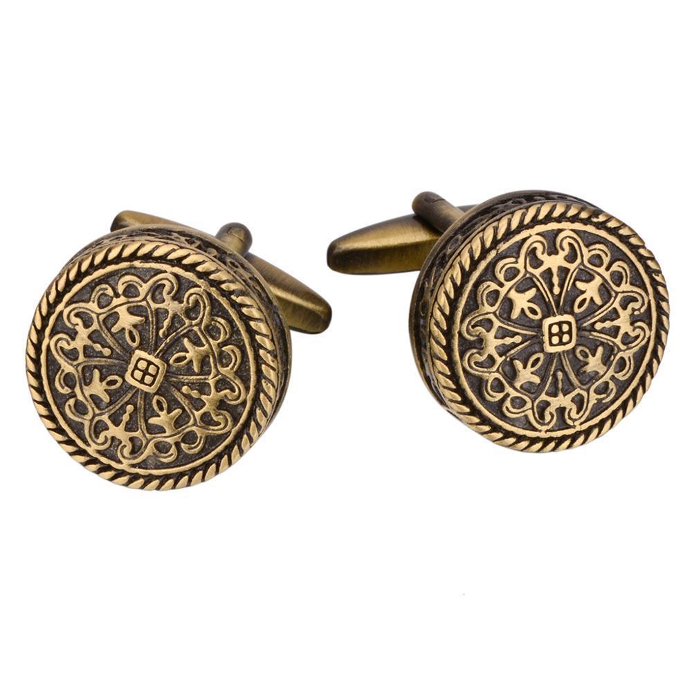 Cuff Links SAVOYSHI High Quality Shirt Cufflinks for Men Round Bronze Vintage Pattern Metal Cuff links Gift Free Enagraving Name 230419