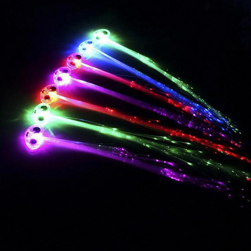 LED Light-Up Fiber Optic Barrettes Extensions Light Flashing Hair Braid Clips for Favors Festival Party Bar Concert