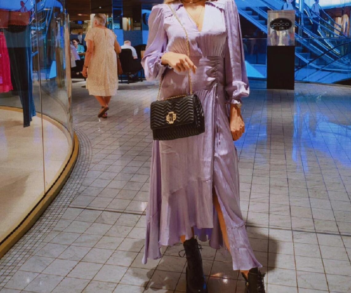 Casual Dresses Maje A-line Flare Dress Shriveled Ruffled Dip Hem Long Dress for Women