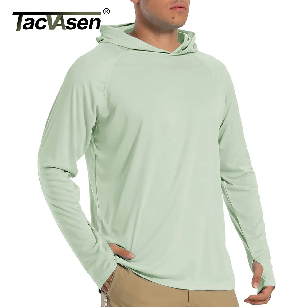 Men's T-Shirts TACVASEN Sun Protection T-Shirts Mens Long Sleeve Hoodie Casual UV-Proof T-Shirts Breathable Lightweight Quick Dry T shirts Male 2