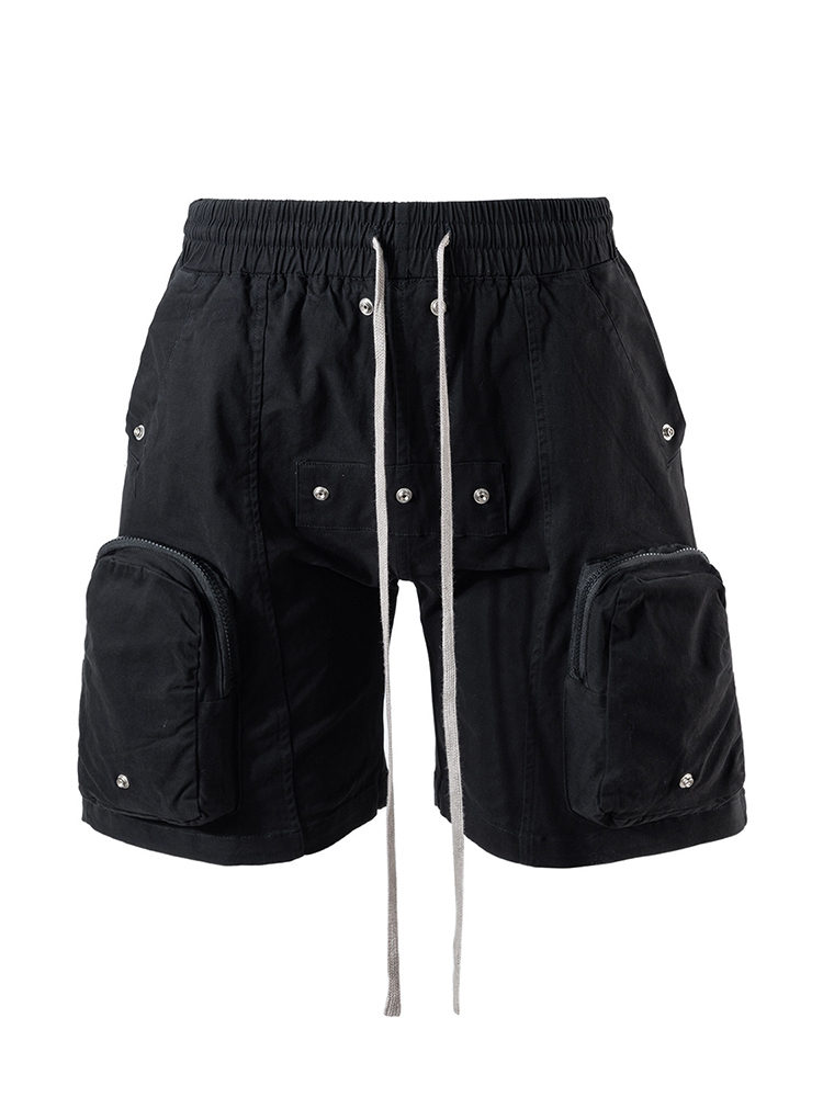 Men's Shorts PFNW Spring And Summer Safari Style Multi Pocket Casual Short Pants Long Drawstring Silver Button Washed Shorts 12A4964 230419
