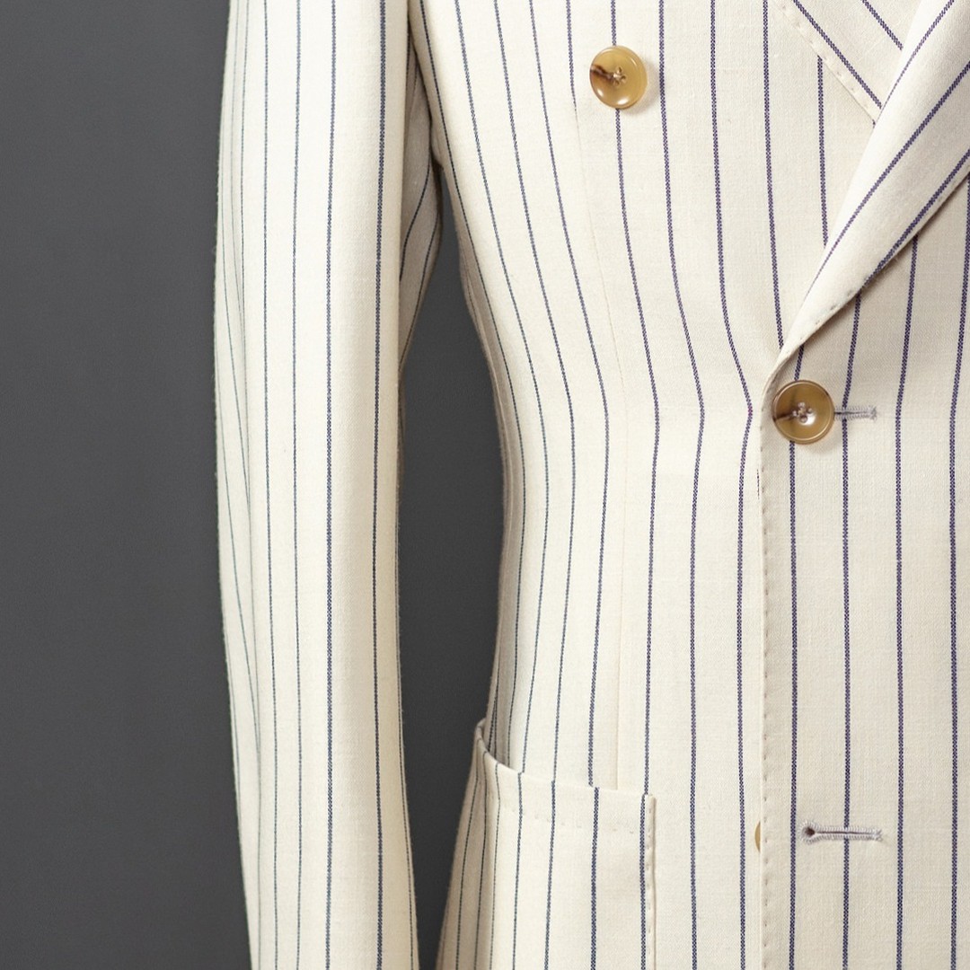 Two Pieces Wedding Tuxedos Men Suits Handsome Stripe Peaked Lapel Suit Plaid Double Breasted Three Packets Customized Pockets Coat Pants Casual Spring